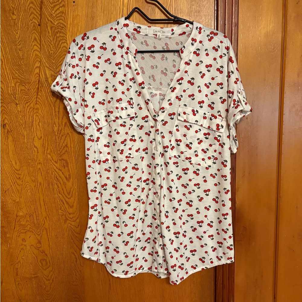 Eden & Olivia Cherry Short Sleeve Blouse